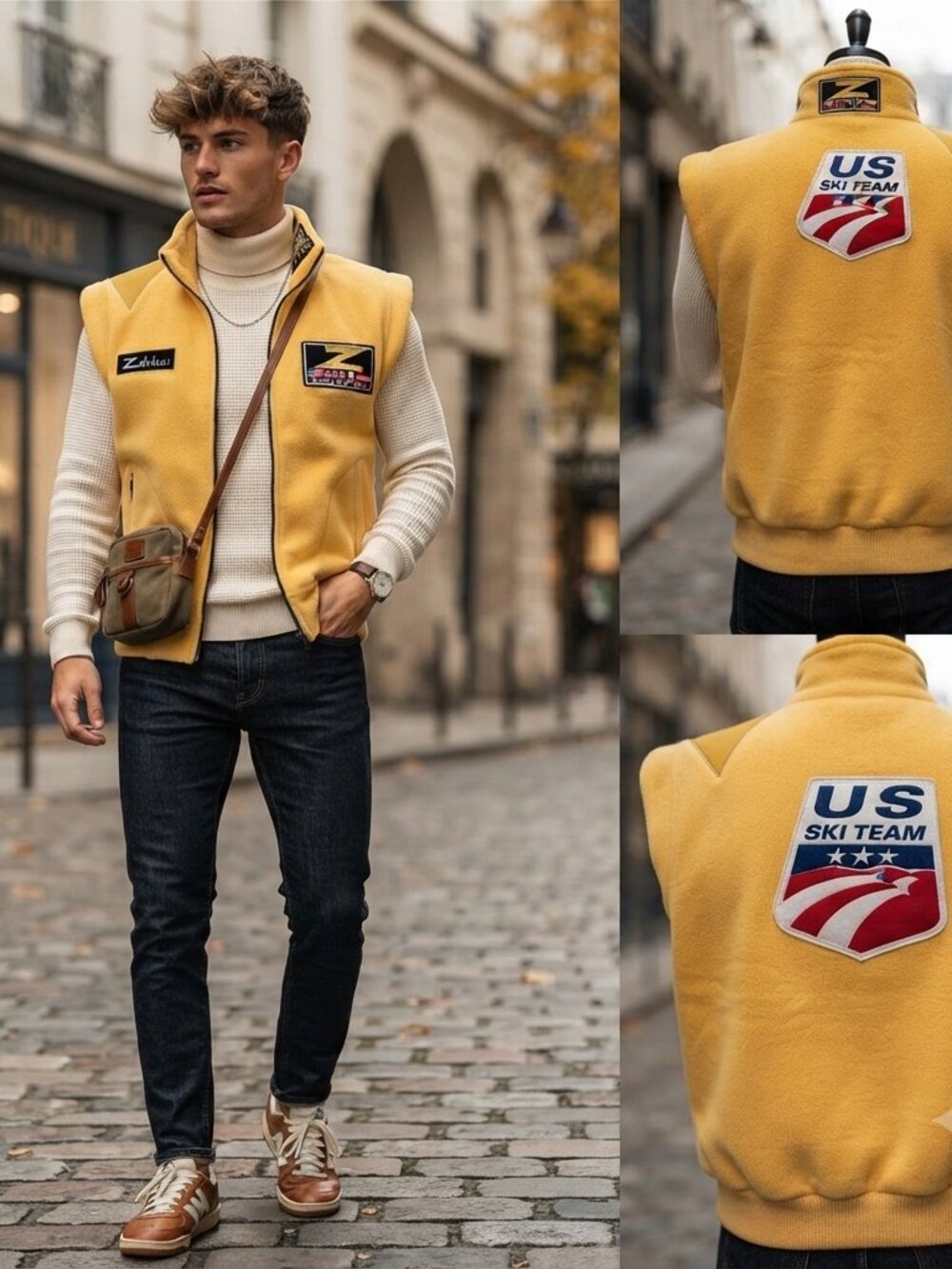 Zah-buu US Ski Team World Cup Vintage Fleece Vest Yellow Size S Limited Edition